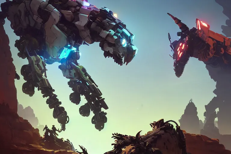 Image similar to grazer machine mecha animal beast robot of horizon forbidden west horizon zero dawn bioluminiscence, behance hd by jesper ejsing, by rhads, makoto shinkai and lois van baarle, ilya kuvshinov, rossdraws global illumination