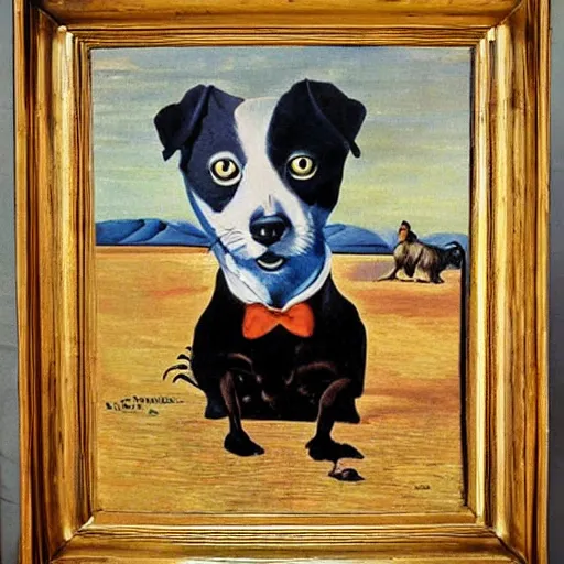 Image similar to bag of purina dog food painted by salvador dali