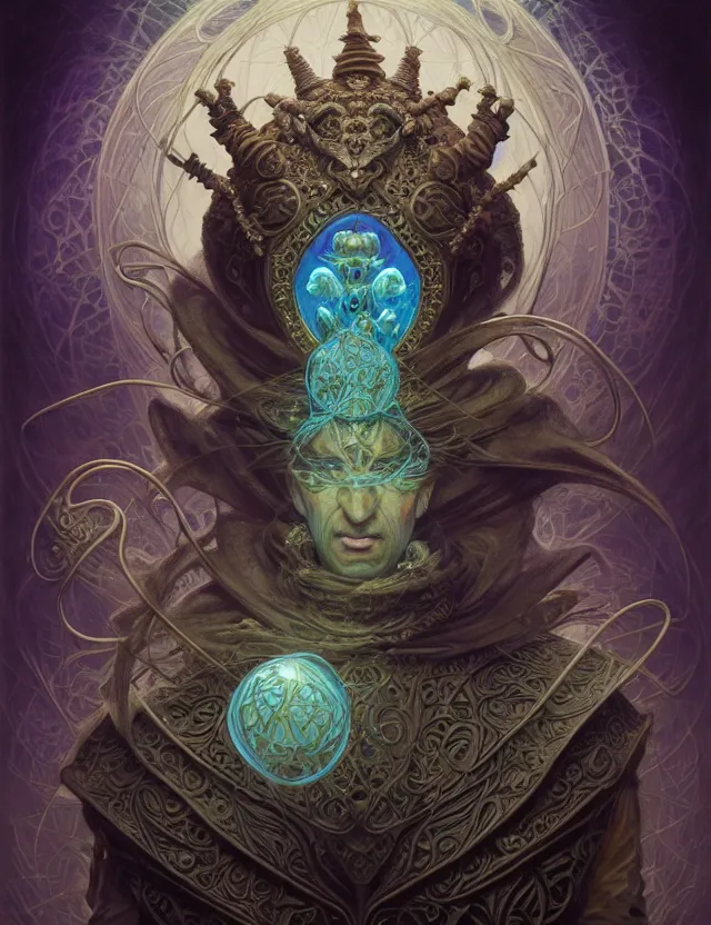 Image similar to front shot of a court jester character, hyperdimensional, bioluminescent hypercubes, ((intricate)), elegant, highly detailed, centered, (((artstation, concept art, smooth, sharp focus, artgerm, Tomasz Alen Kopera, Peter Mohrbacher, donato giancola, Joseph Christian Leyendecker, WLOP, Boris Vallejo))), mugshot!!!!!, ugly!!!!!!, octane render, nvidia raytracing demo, grainy, muted, 8K, digitalblasphemy