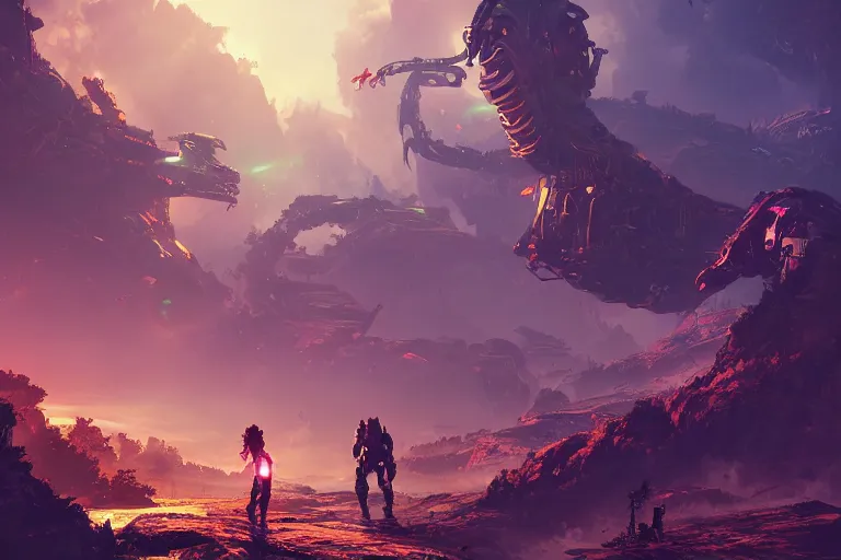 Image similar to slitherfang machine mecanical creature robot of horizon forbidden west horizon zero dawn radiating a glowing aura global illumination ray tracing hdr fanart arstation by ian pesty and alena aenami artworks in 4 k