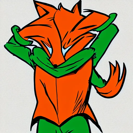 Prompt: Robin Hood anthropomorphic fox, wearing a hoodie, 90s cartoon vhs, trending on FurAffinity