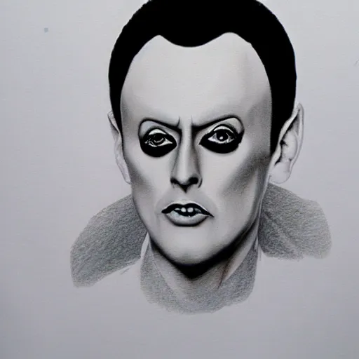 Image similar to pencil illustration of Klaus nomi highly detailed, cinematic,