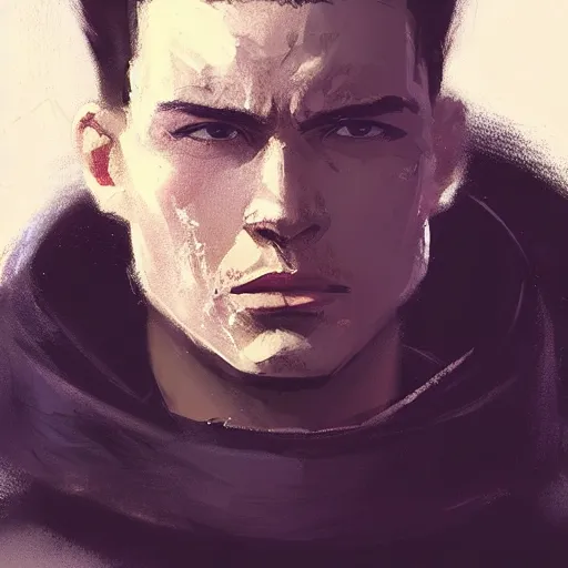 Image similar to Portrait of a man by Greg Rutkowski, he is about 30 years old, mixture between russian and japanese, short quiff black hair, attractive, strong, mangly, he is wearing a black flying jacket, highly detailed portrait, scifi, digital painting, artstation, concept art, smooth, sharp foccus ilustration, Artstation HQ