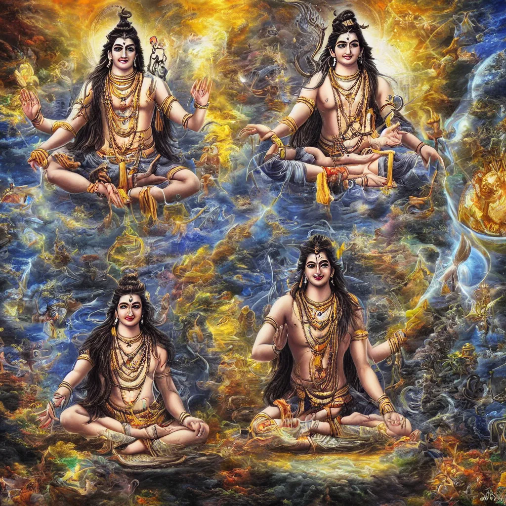 Image similar to lord shiva creating the multiverse, fantasy artwork, high resolution
