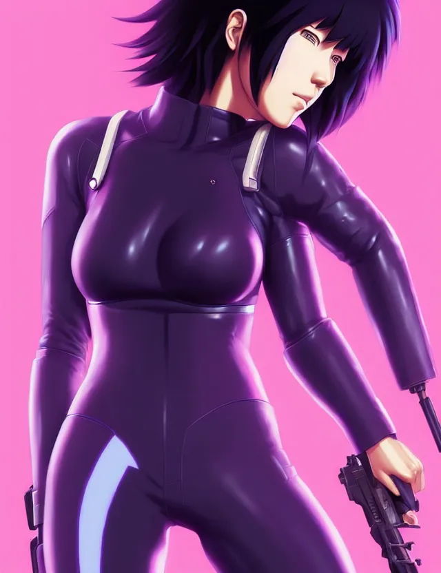 Image similar to a fullbody portrait of motoko kusanagi the major ghost in the shell : : stand alone complex, under repairs, maintenance : : by ilya kuvshinov, rossdraws, artgerm, sola digital arts, anti aliasing, raytracing : :