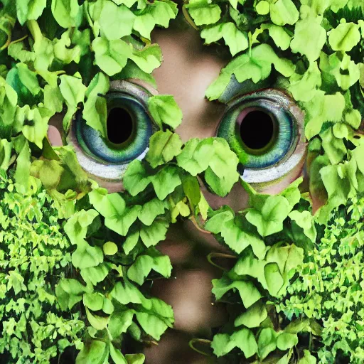 Prompt: giant eyes surrounded by blooming vines