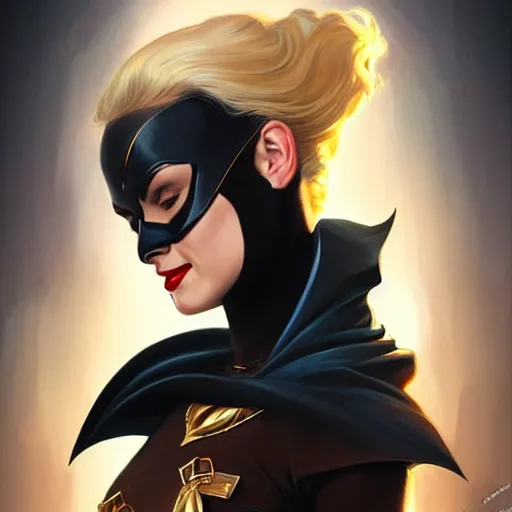 Prompt: Blonde Grace Kelly as Bat Woman, western, D&D, fantasy, intricate, elegant, highly detailed, digital painting, artstation, concept art, matte, sharp focus, illustration, art by Artgerm and Greg Rutkowski and Alphonse Mucha