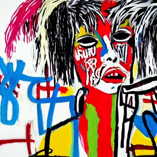 Image similar to lady gaga painted by basquiat