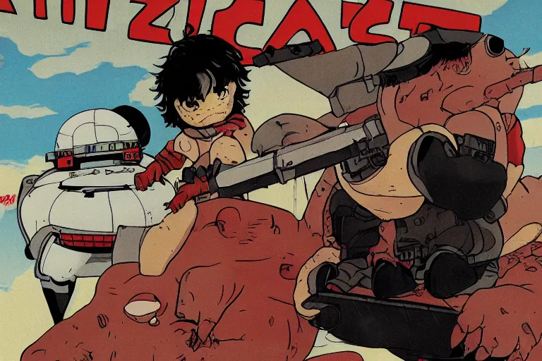Image similar to pizza the hut, akira, poster, high quality