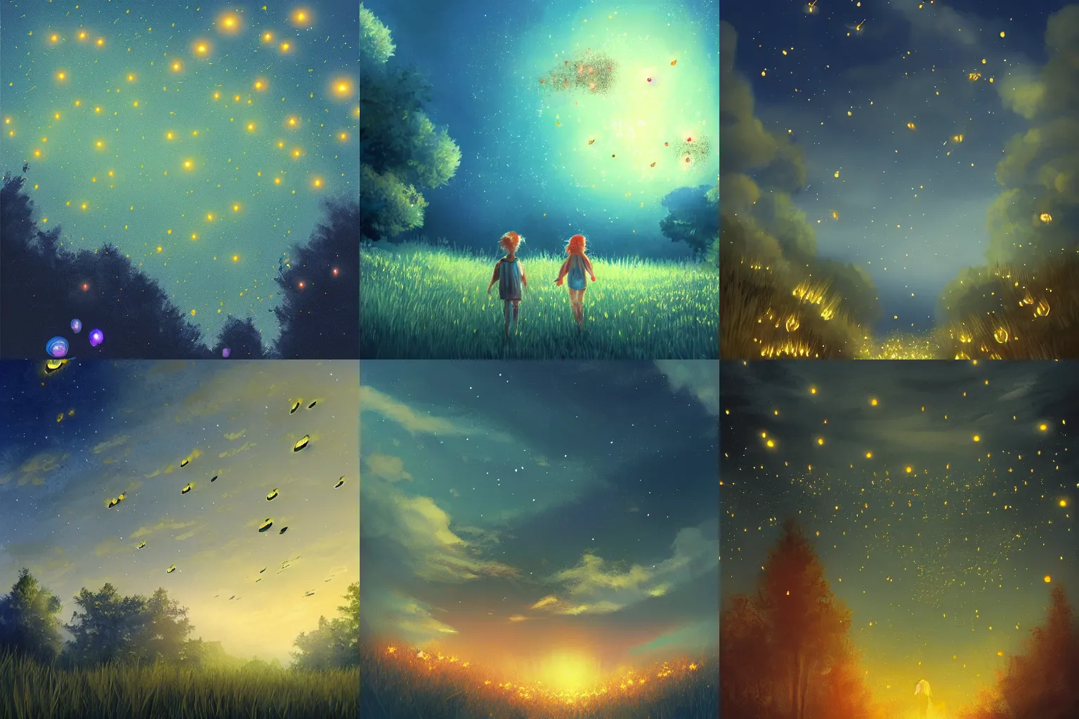 Prompt: sky filled with fireflies, artstation