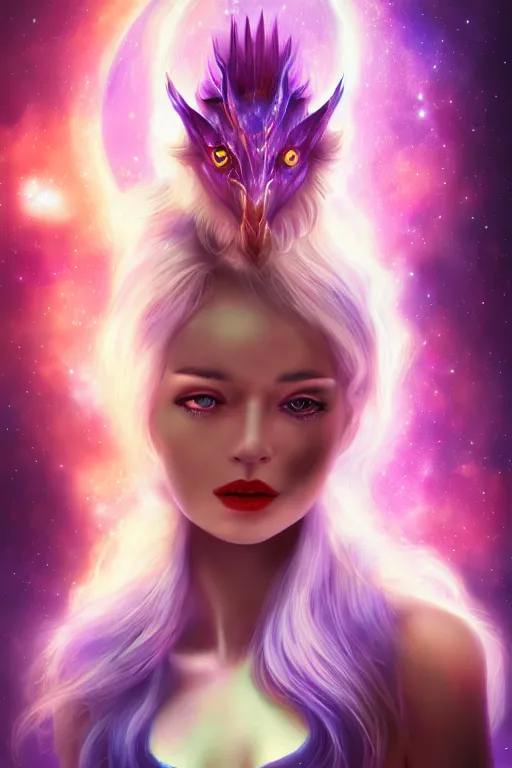 Image similar to galaxy Dragon princess, digital art, 8k ,character ,realistic, portrait, hyperrealistic