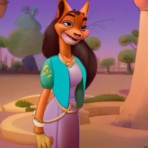 Prompt: princes jasmine as a zootopia character