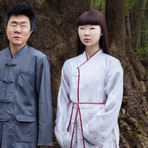Image similar to Wei Shi Lindon of the Cradle Series by Will Wight standing next to Yerin. Ultrarealistic. 4K.