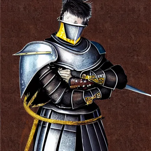 Image similar to “a manga medieval knight”