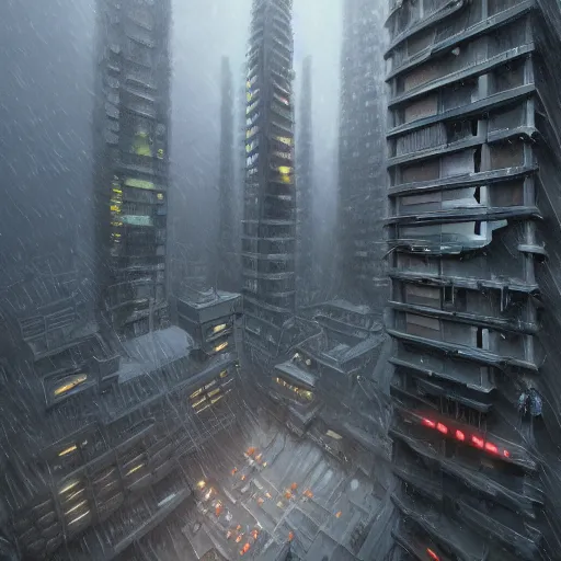 Image similar to highly detailed brutalist architecture city, star wars imperial style, while it's raining, stephen bliss, unreal engine, fantasy art by greg rutkowski, loish, rhads, ferdinand knab, makoto shinkai, ilya kuvshinov, rossdraws, global illumination, radiant light, detailed and intricate environment