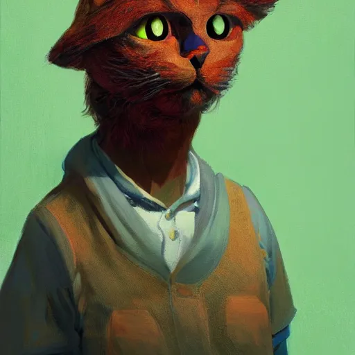 Image similar to portrait of a disillusioned young man, drained of energy by the artistic struggle, by louis wain, simon stalenhag and johanna martine, trending on artstation