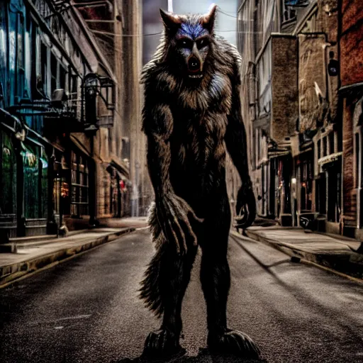 Prompt: an cinematic werewolf, trend photography