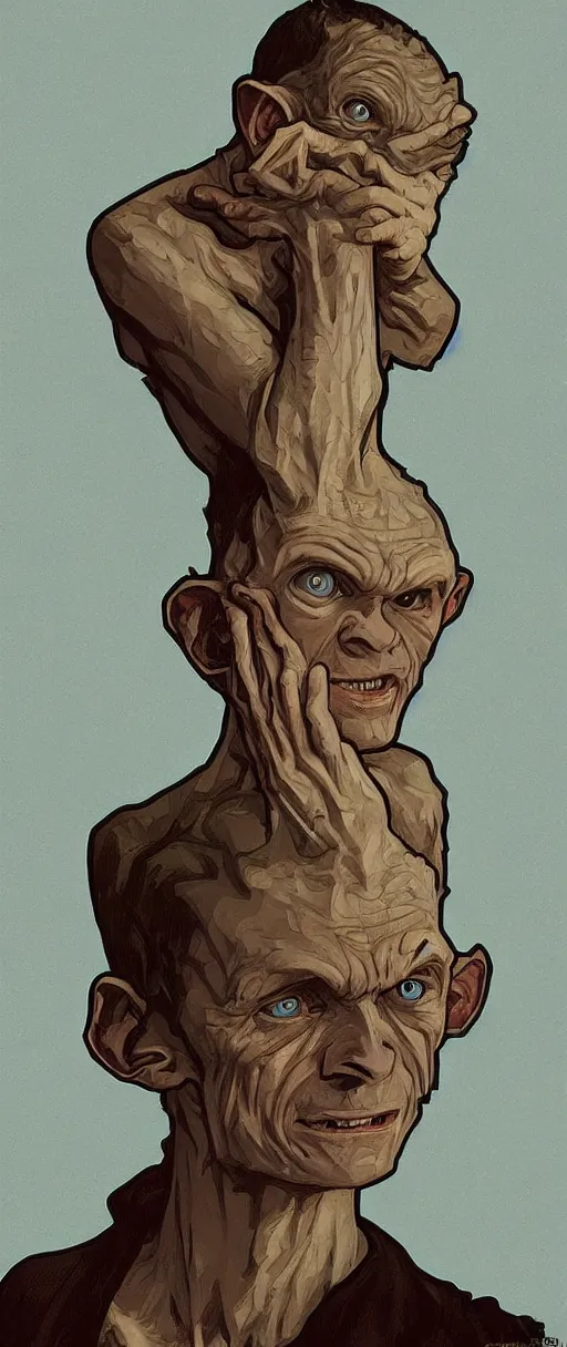 Prompt: vitalik buterin as gollum, art by artgerm and greg rutkowski and alphonse mucha