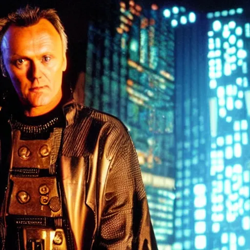 Image similar to Anthony Head as Cyberpunk Uther