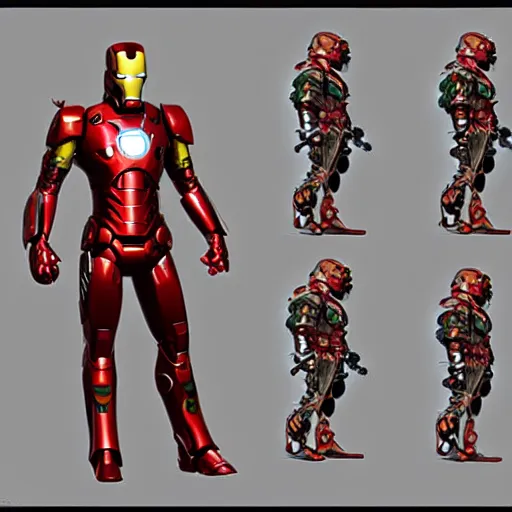 Prompt: iron man x boba fett character design sheet, digital art, deviantart, artstation, octane render