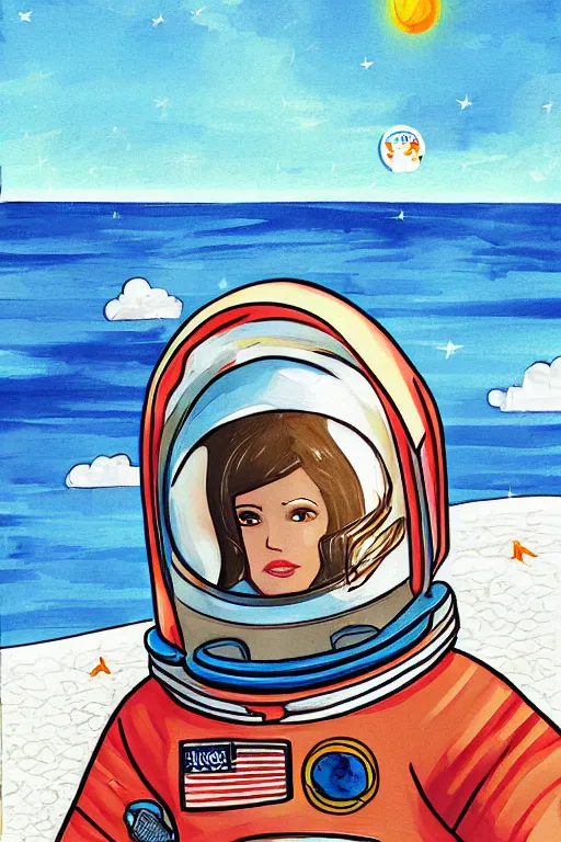 Image similar to Astronaut, Beach, art by CottonGame