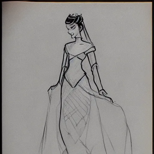 Image similar to milt kahl sketch of victoria justice as princess padme from star wars episode 3