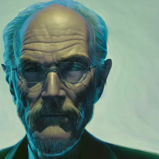 Prompt: portrait of an old man, style is 99 percent Moebius and 1 percent Brad Rigney, blue lighting