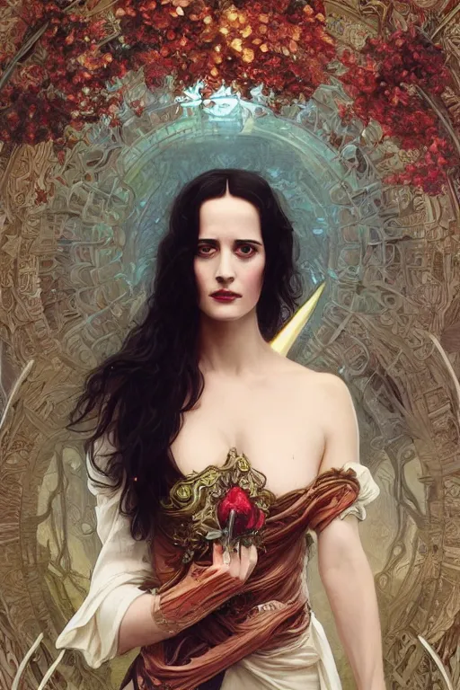 Image similar to ultra realistic illustration, eva green as persephone, intricate, elegant, highly detailed, digital painting, artstation, concept art, smooth, sharp focus, illustration, art by artgerm and greg rutkowski and alphonse mucha