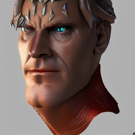 Image similar to a 3 d render of a gemstone in the shape of a king with dark gloomy eyes, realistic, artstation, cg
