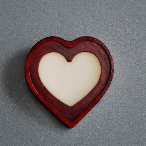 Prompt: geometric heart carved out of ivory, c anon 5 d 5 0 mm lens