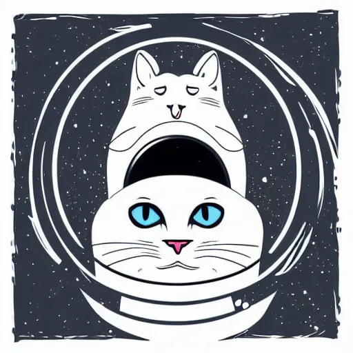 Image similar to a smug cat wearing a space helmet, vector art