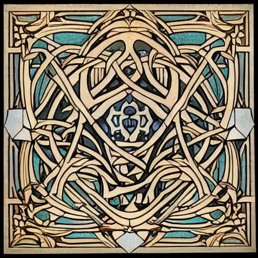 Image similar to beautiful art nouveau painting of companion - cube!!!!!!!!!!!!!!!!! companion - cube!!!!!!!!!!!!!!!!!, by william morris, gaudy colors. intricate linework. sharp edges.