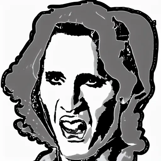 Prompt: andrew - dice - clay, leather jacket, saying oh!, vector, svg sticker art
