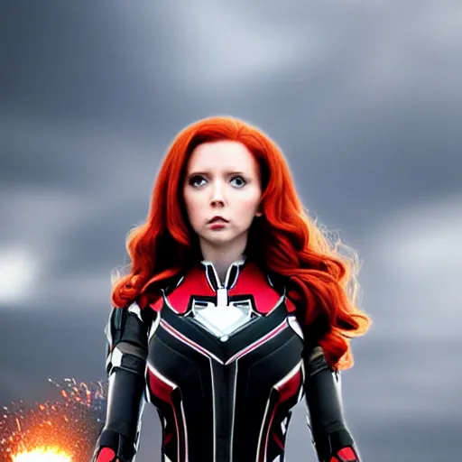 Prompt: A still photograph of Amouranth as Black Widow in Iron Man 2 (2010),