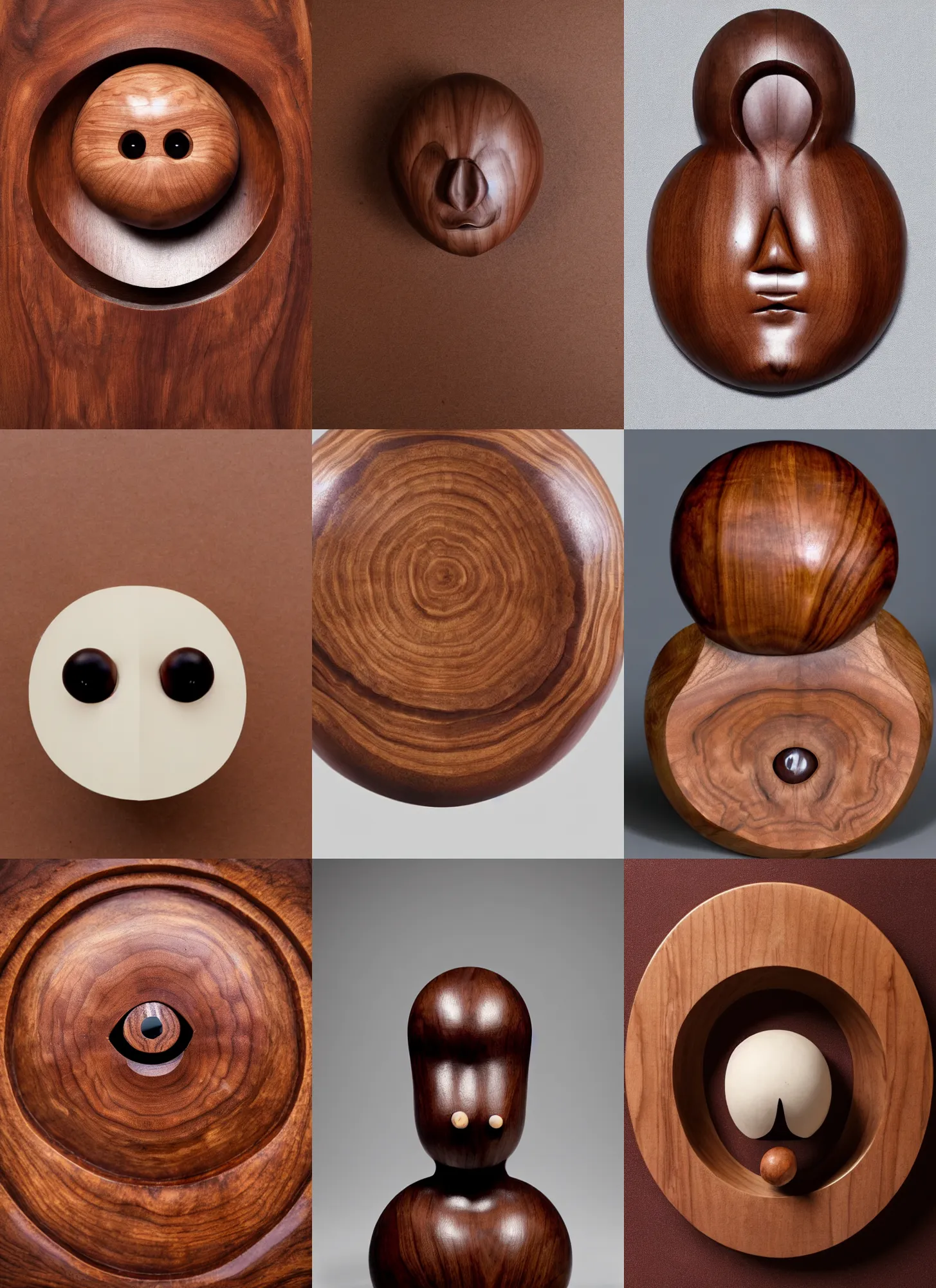 Image similar to a stern round large walnut with two stern eyes and a mouth without a nose, white background