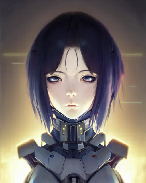 Image similar to portrait Anime Girl in mecha armor in night tokyo Sharp fine face pretty face, realistic shaded Perfect face, fine details. Anime. cyberpunk realistic shaded lighting by katsuhiro otomo ghost-in-the-shell, magali villeneuve, artgerm, rutkowski Jeremy Lipkin and Giuseppe Dangelico Pino and Michael Garmash and Rob Rey