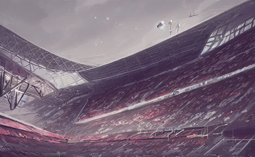 Prompt: soccer stadium, architecture, highly detailed, digital painting, artstation, concept art, sharp focus, illustration, art nouveau