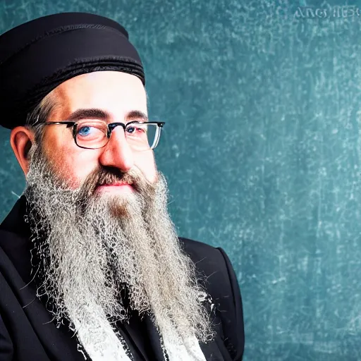 Image similar to award winning anachrome studio portrait of an a bearded jewish rabbi with warm and loving eyes
