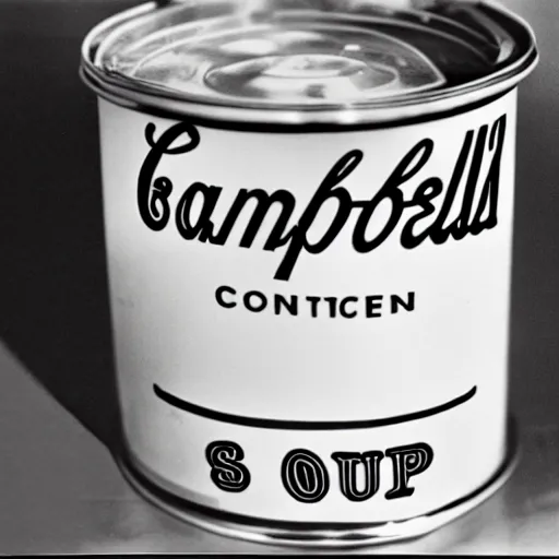 Prompt: Andy Warhol inside his soup can