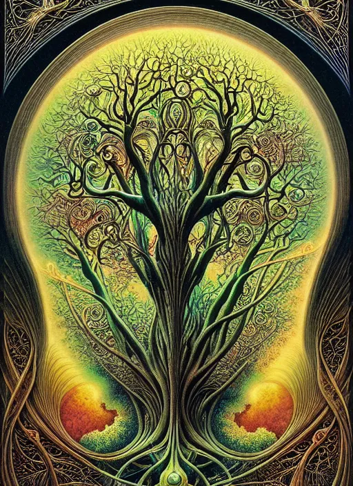 Image similar to tree of life by roger dean and andrew ferez, art forms of nature by ernst haeckel, divine chaos engine, symbolist, visionary, art nouveau, botanical fractal structures, organic, detailed, realistic, surreality