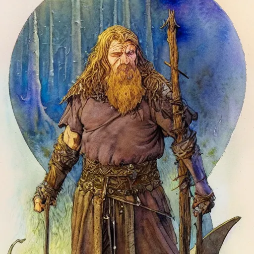 Prompt: a realistic and atmospheric watercolour fantasy character concept art portrait of paavo vayrynen as a druidic warrior wizard looking at the camera with an intelligent gaze by rebecca guay, michael kaluta, charles vess and jean moebius giraud