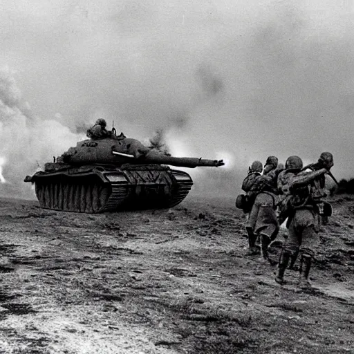 Image similar to lack and white photo Dragons in Battle of Kursk WWII