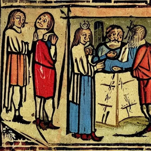 Image similar to illustration of a medieval magazine about salt