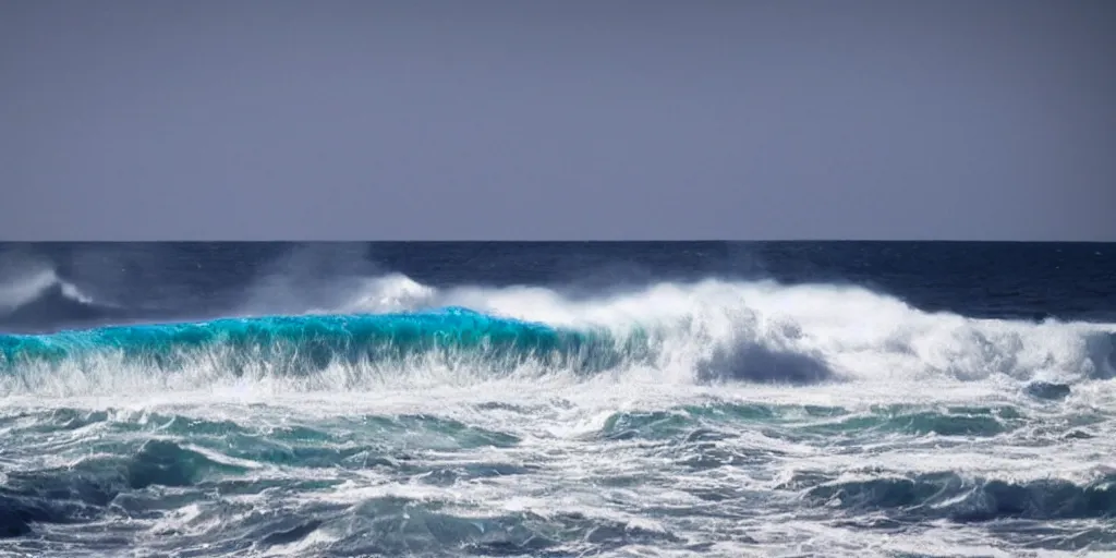 Prompt: inside view of the huge breaking wave of the sea