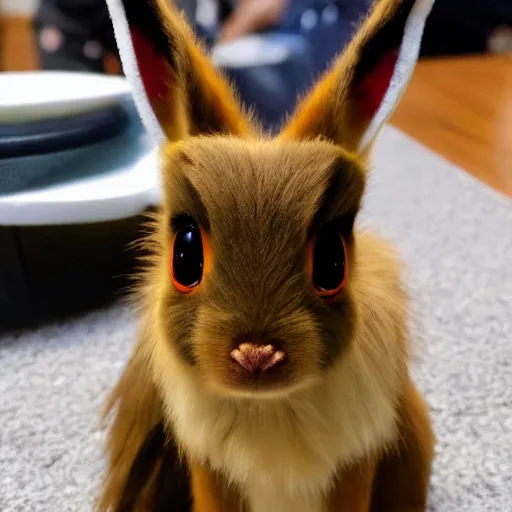 Prompt: a photo of a real life Eevee