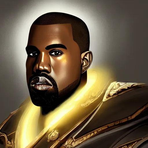 Prompt: portrait of kanye west as an over powered magic lord knight with futuristic upgrades to his armor and long sword, elegant, intricate, headshot, highly detailed, digital painting, artstation, concept art, sharp focus, illustration, art by petros afshar