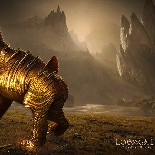 Image similar to dangerous creature, highly detailed, golden lighting, fantasy mmorpg, deviant art, lotr, eso, unreal engine 5,