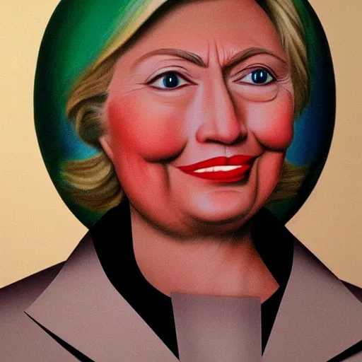 Image similar to how to 3 d model 1 9 9 0 s first lady hillary clinton in blender tutorial for beginners, painted by rene magritte