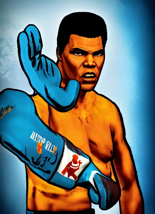 Image similar to muhammed ali in the borderlands 3 style