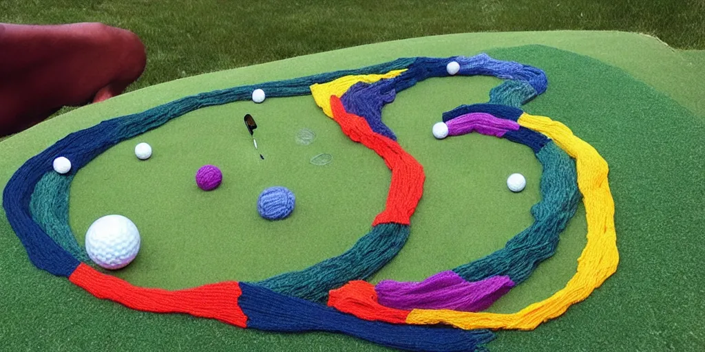 Image similar to golf hole made from yarn,